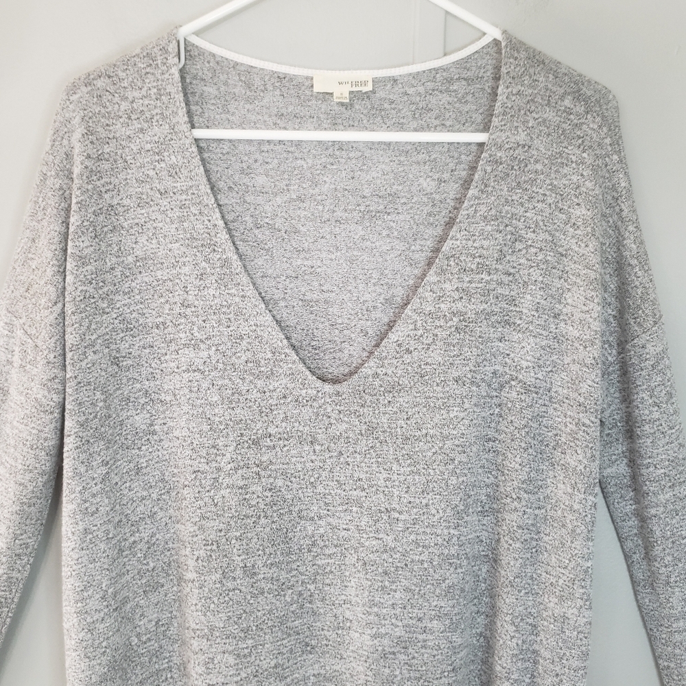 Aritzia Wilfred Free Gray Gail V-Neck Sweater Mini Dress - Picture 4 of 12